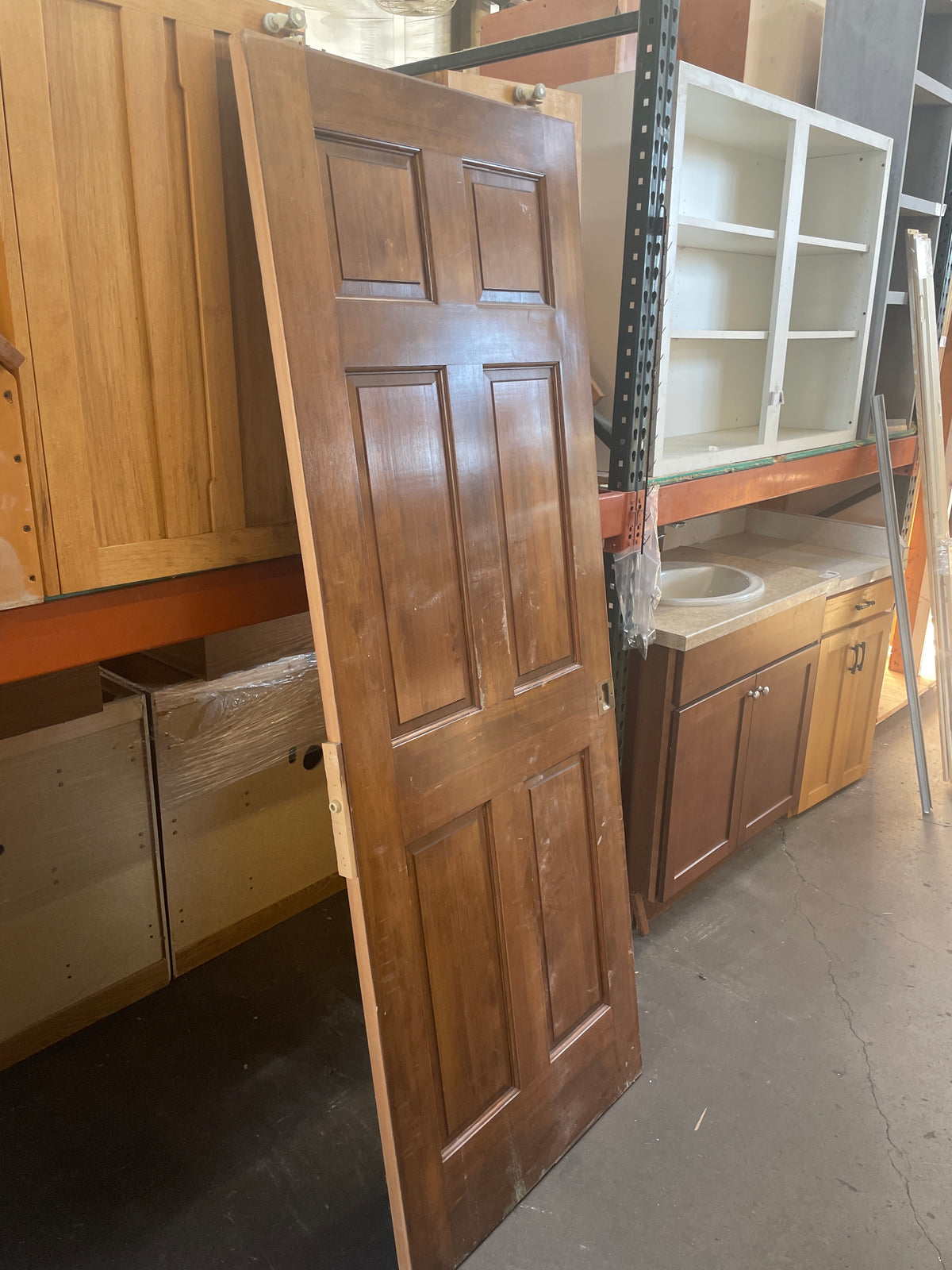 30x80 Interior Solid 6 Panel Sliding Double Slab, Wood Finish