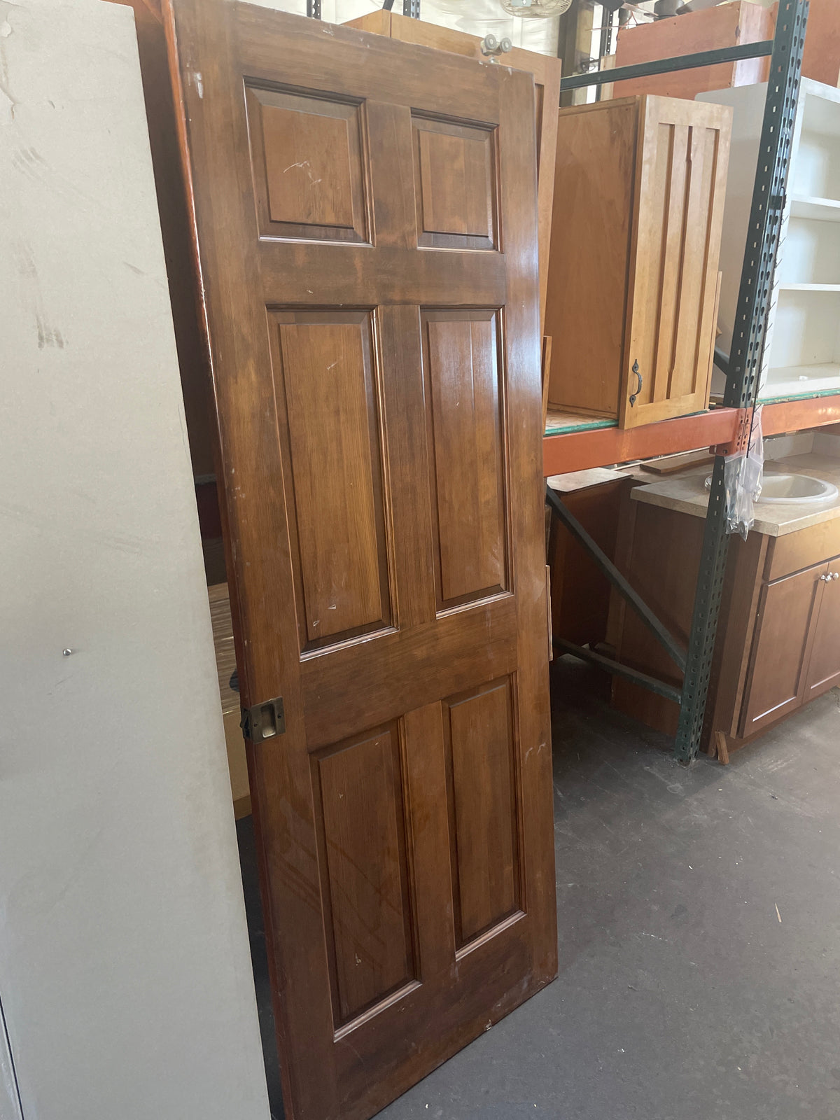 30x80 Interior Solid 6 Panel Sliding Double Slab, Wood Finish