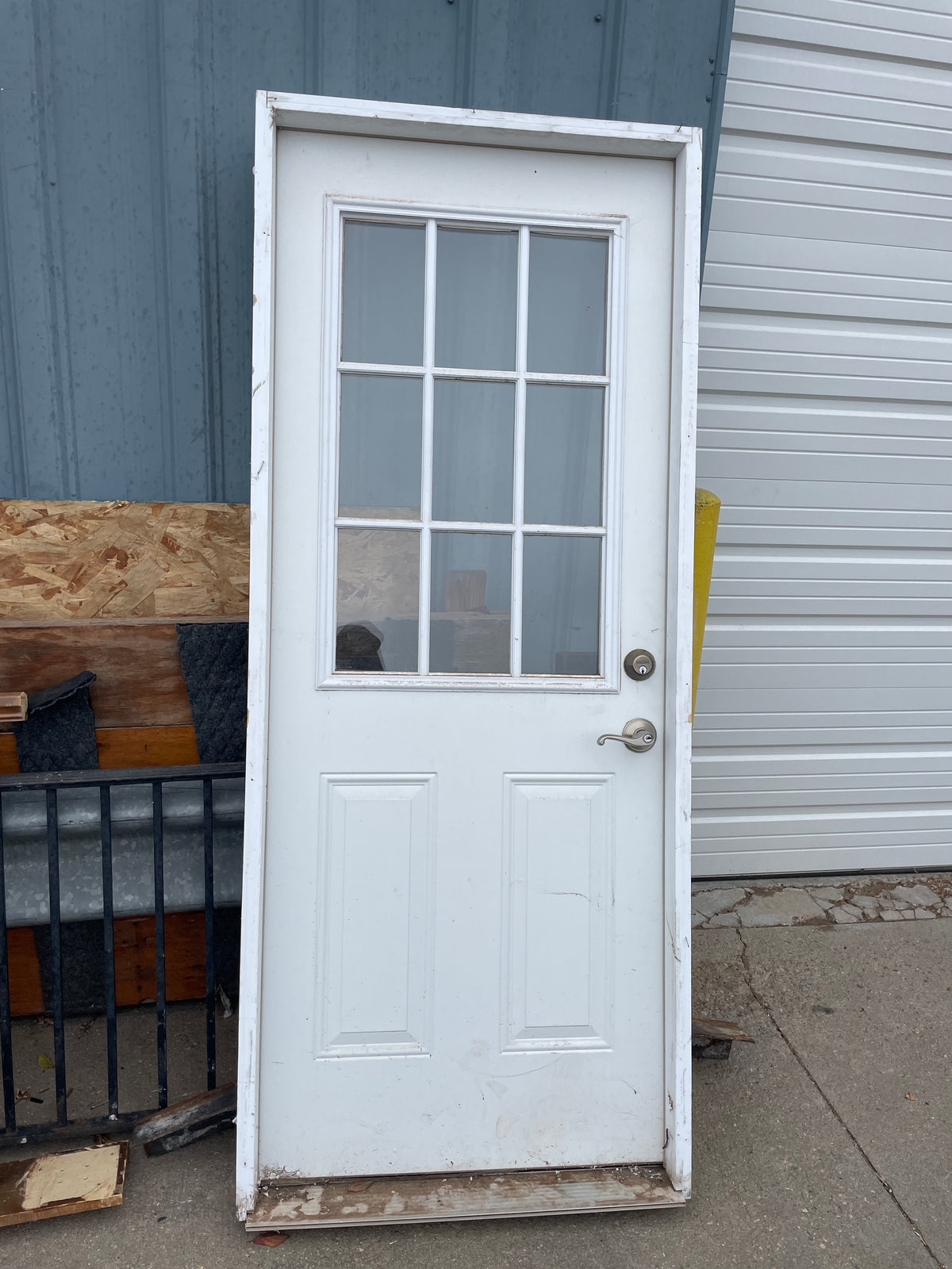 32x79 LHS Exterior Solid 2 Panel 1 Light Prehung, White