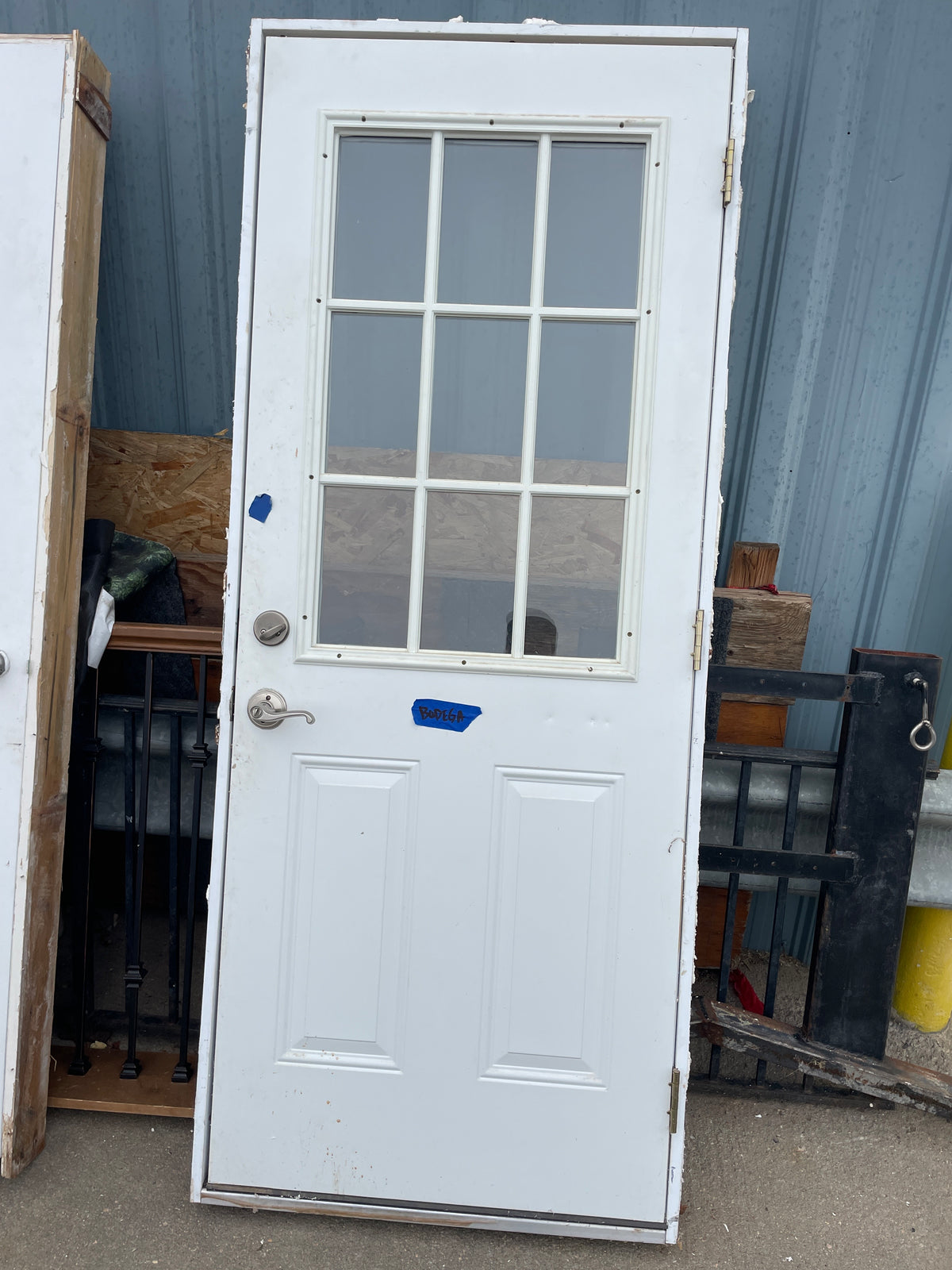 32x79 LHS Exterior Solid 2 Panel 1 Light Prehung, White