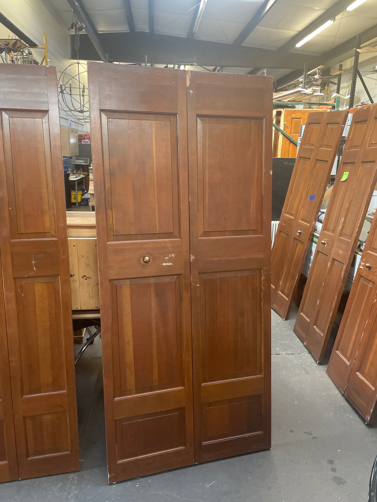 36x76 Interior Solid 6 Panel Bi-Fold Slab, Wood Finish