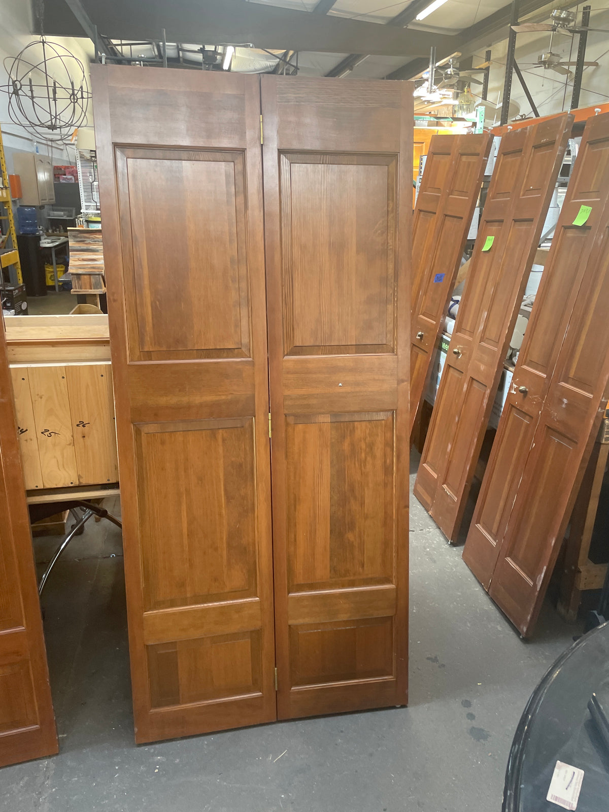 36x76 Interior Solid 6 Panel Bi-Fold Slab, Wood Finish