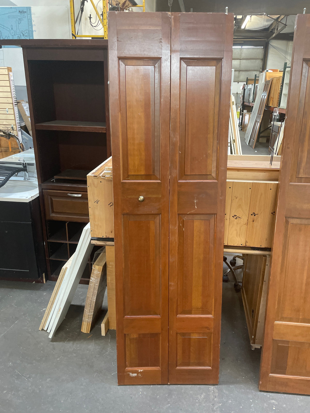 24x79 Interior Solid 6 Panel Bi-Fold Slab, Wood Finish