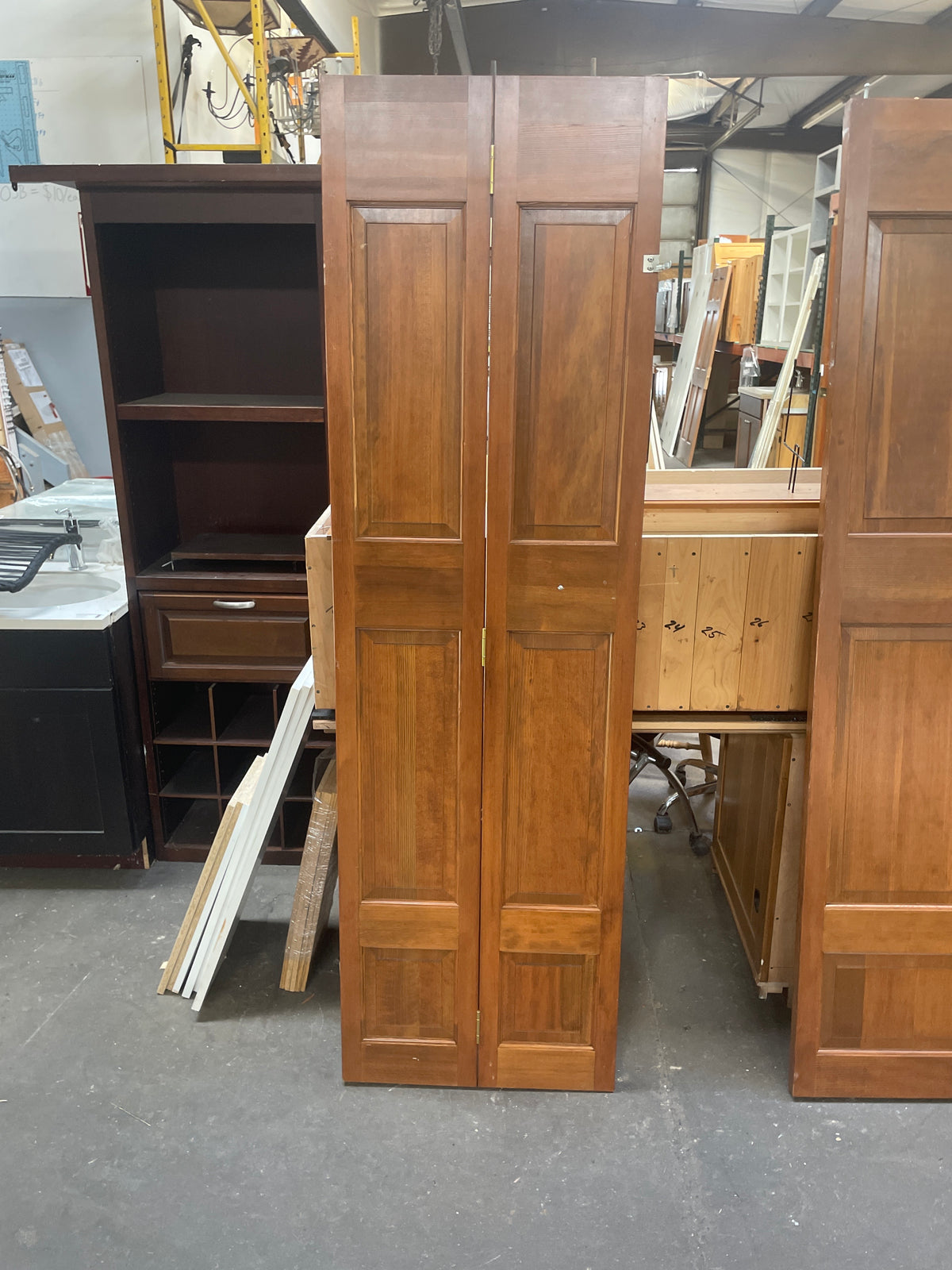 24x79 Interior Solid 6 Panel Bi-Fold Slab, Wood Finish