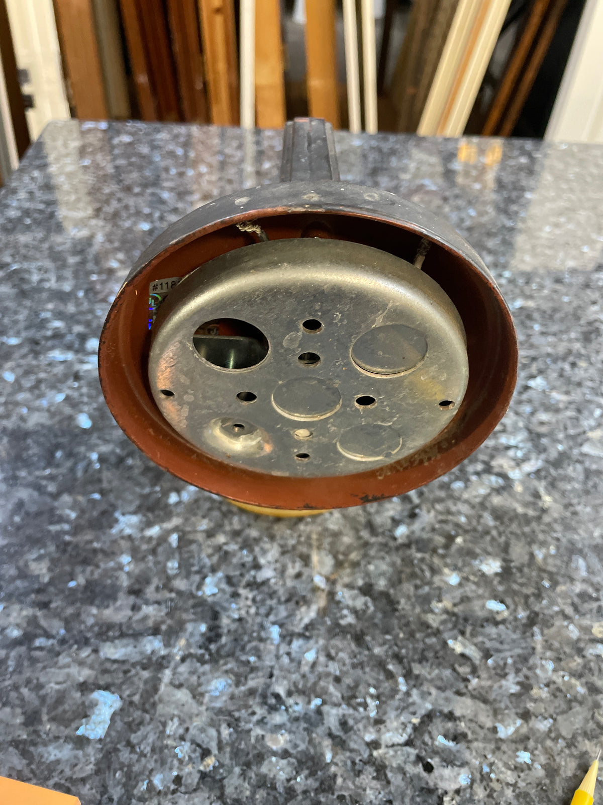 Reclaimed Outdoor Porch Light, Amber Glass Shade