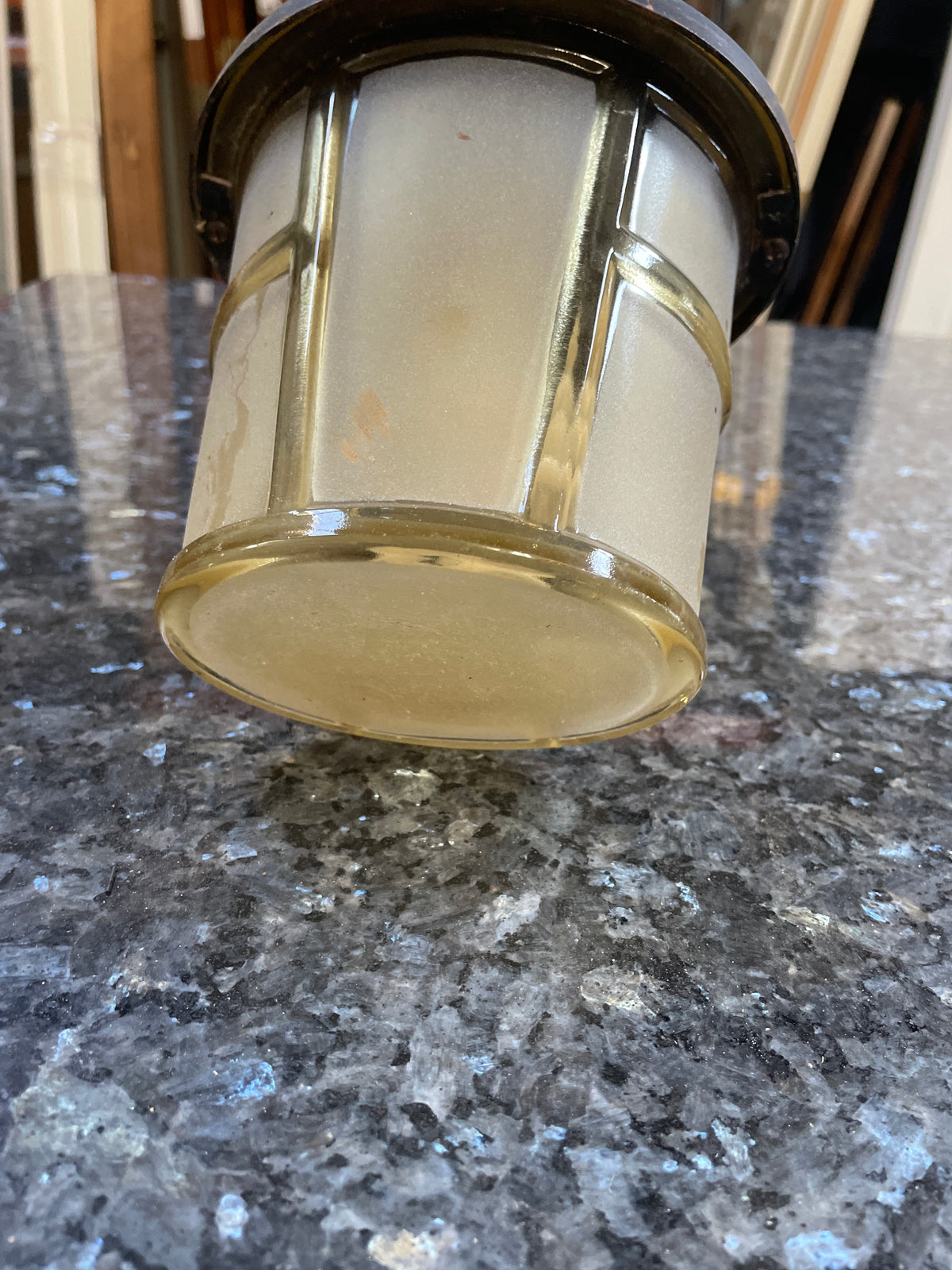Reclaimed Outdoor Porch Light, Amber Glass Shade