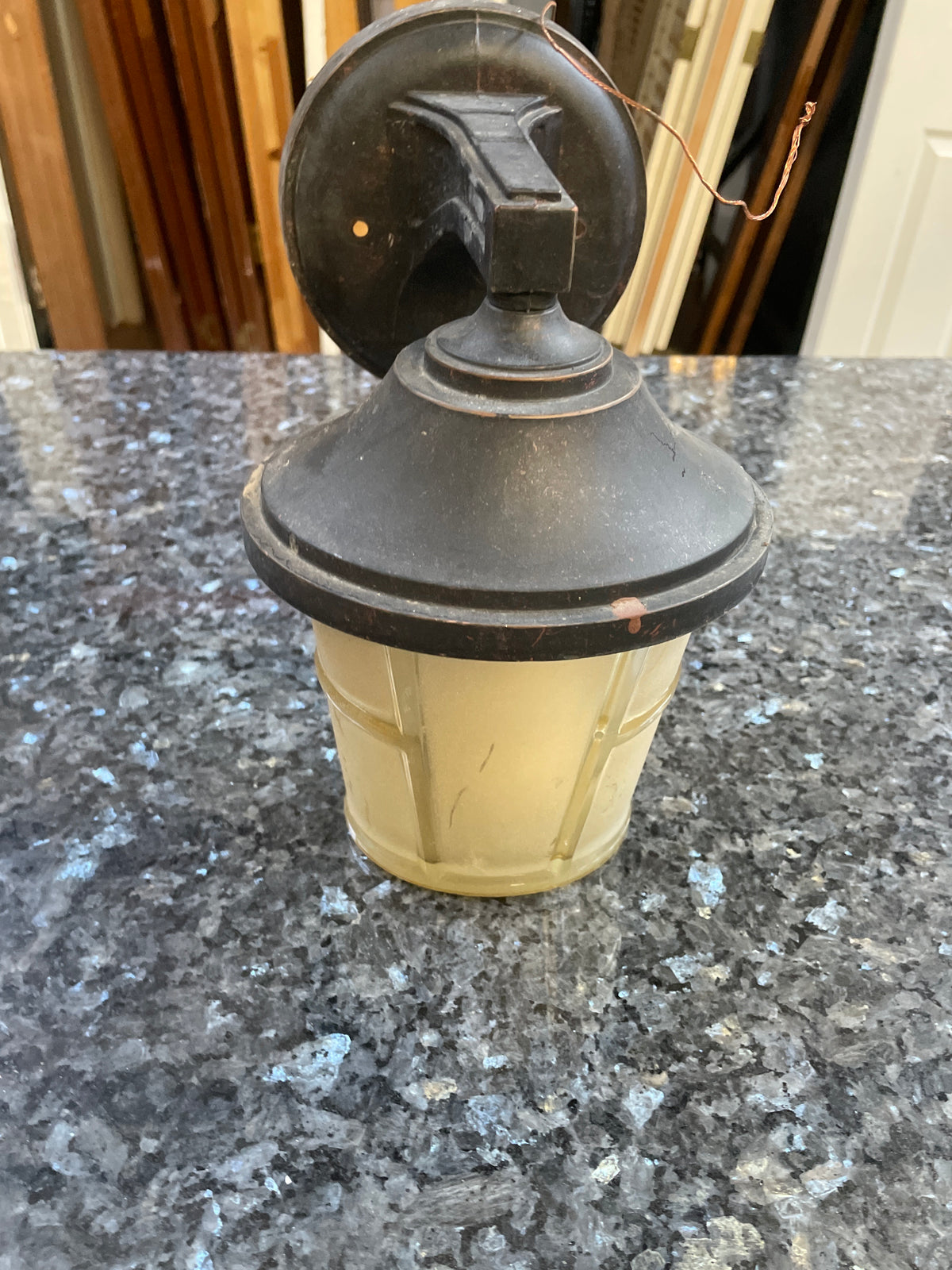 Reclaimed Outdoor Porch Light, Frosted Glass Dome Shade
