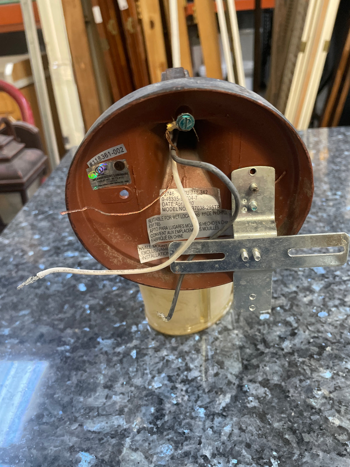 Reclaimed Outdoor Porch Light Base, Wet Location Rated