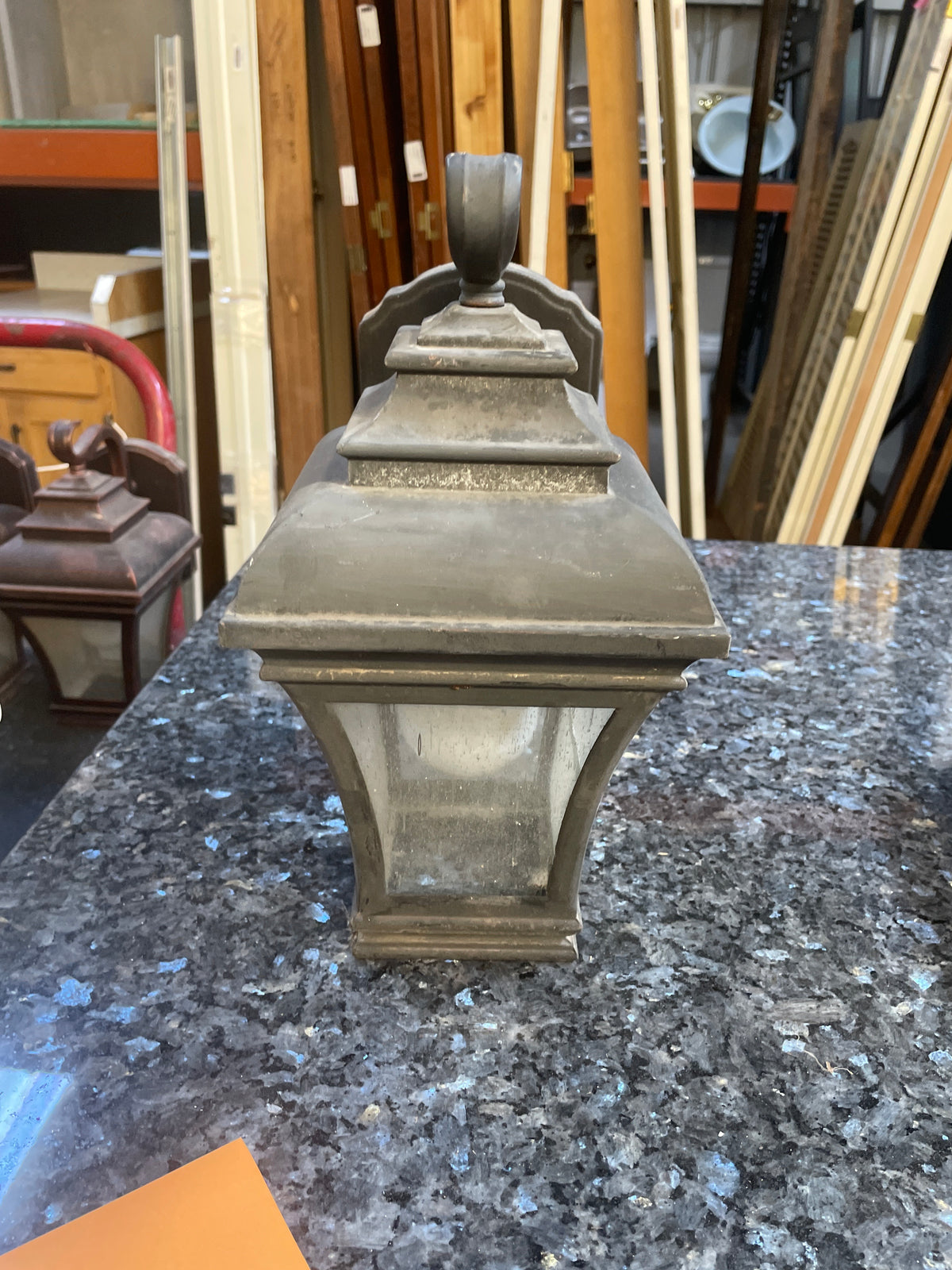 Reclaimed Outdoor Lantern Light, Milk Glass Shade, Wet Location Rated