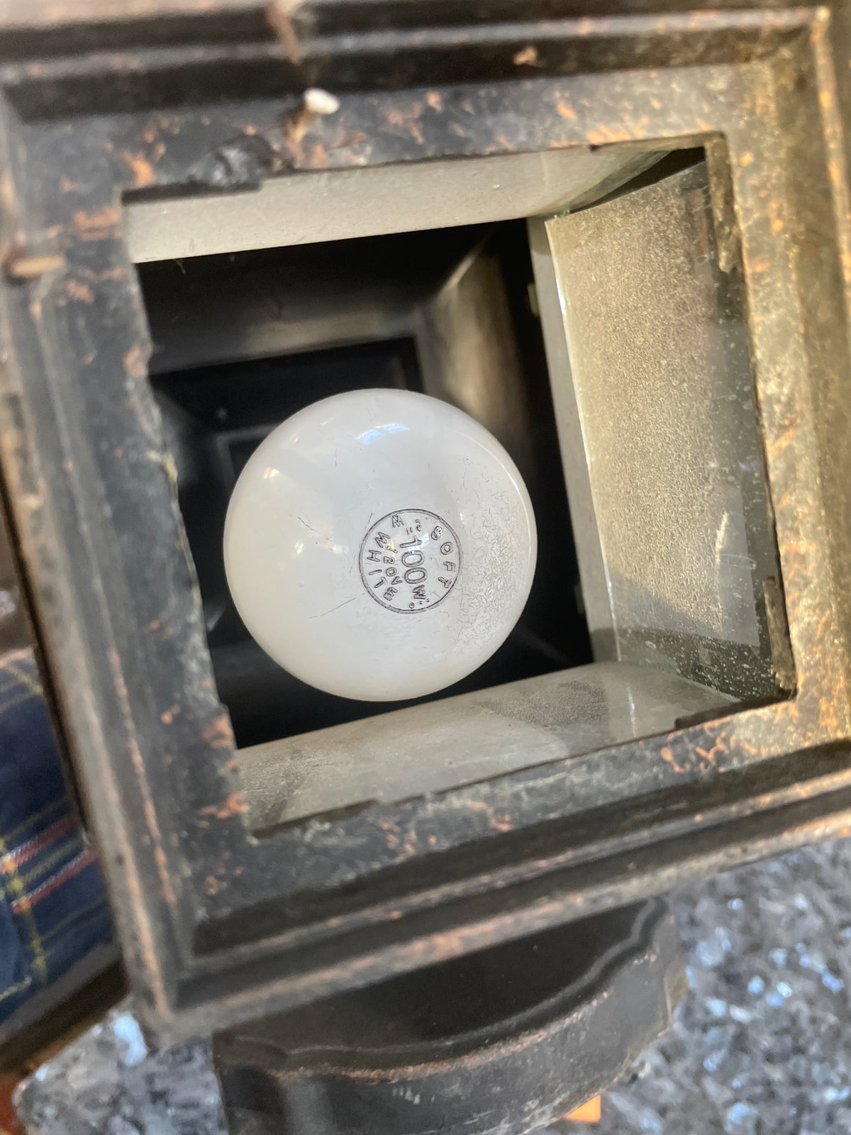 Reclaimed Outdoor Lantern Light, Milk Glass Shade, Wet Location Rated