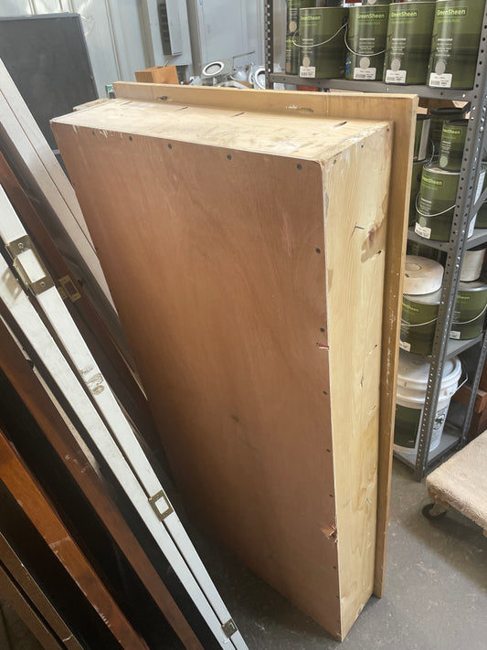 Reclaimed Wood Cupboard With Two Raised Panel Doors and Brass Pulls