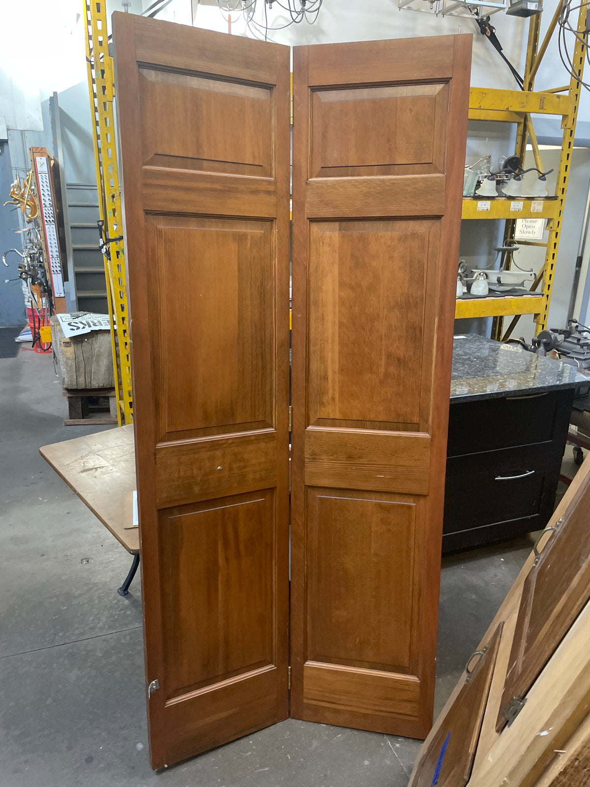 36x78 Interior Solid 6 Panel Bi-Fold Slab, Wood Finish