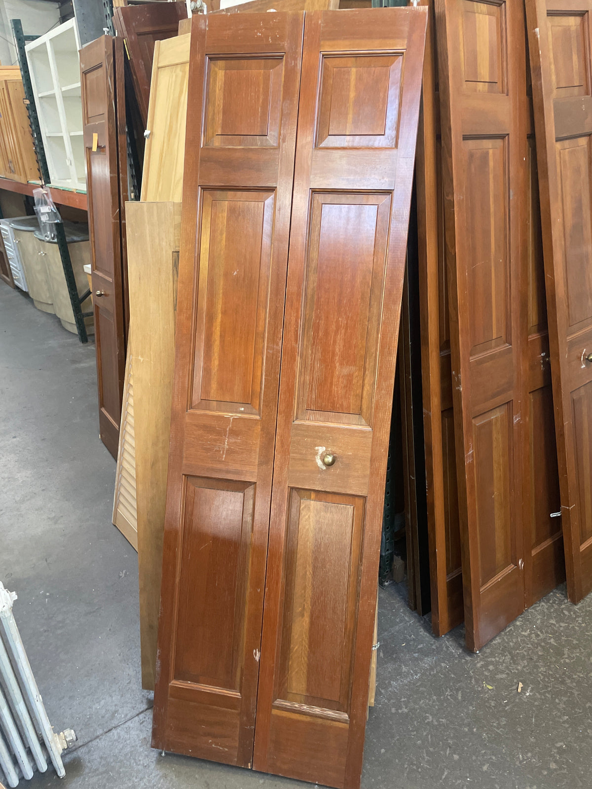 24x78 Interior Solid 6 Panel Bi-Fold Slab, Wood Finish