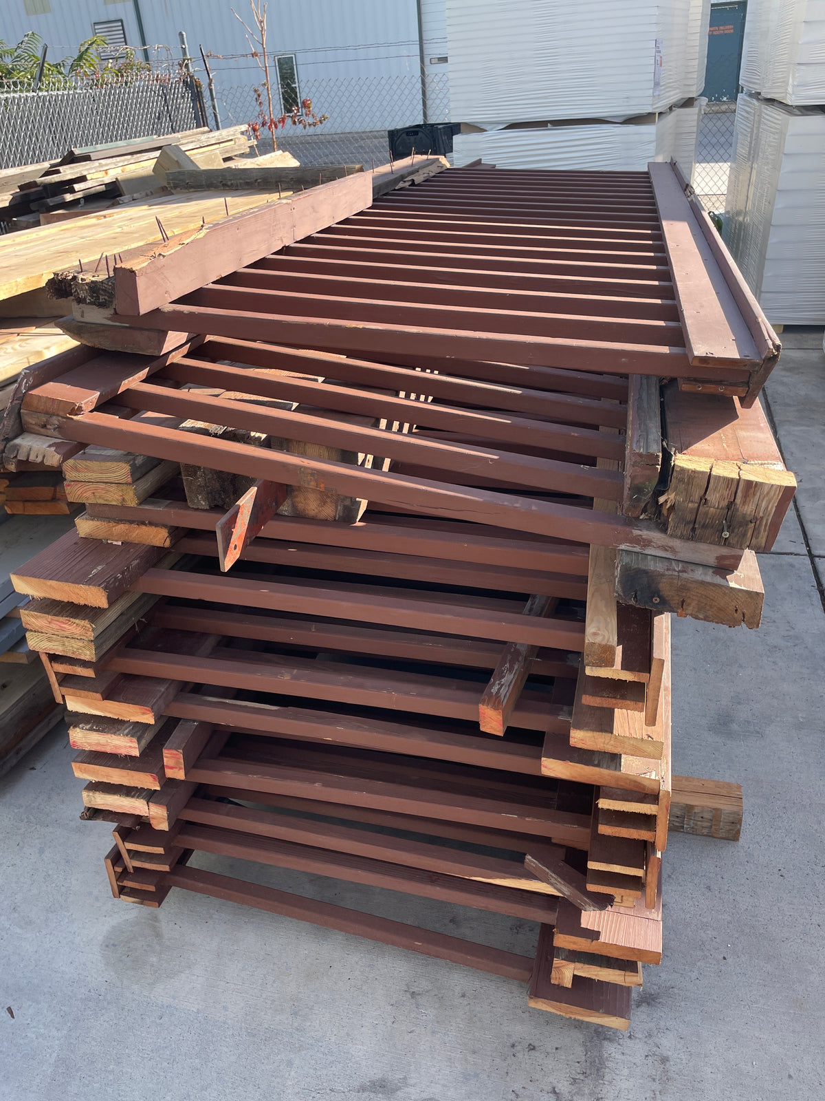 Reclaimed Wood Railing Sections, 10 Pieces, Mixed Lengths to 14.5 Ft