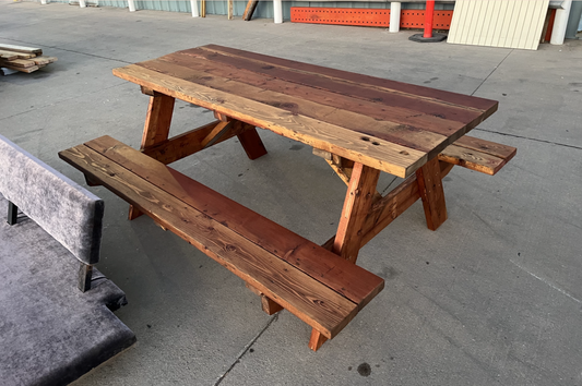 Reclaimed Lumber Picnic Table – Stained & Sealed, Made to Order