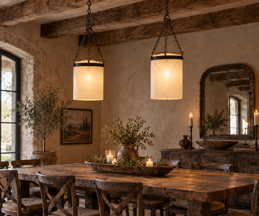 Reclaimed Frosted Glass Cylinder Pendants, Wrought Iron ID #D926.03