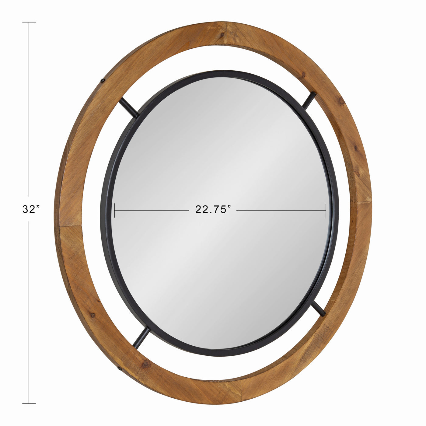 Round Wood and Metal Wall Mirror [#V130.05]