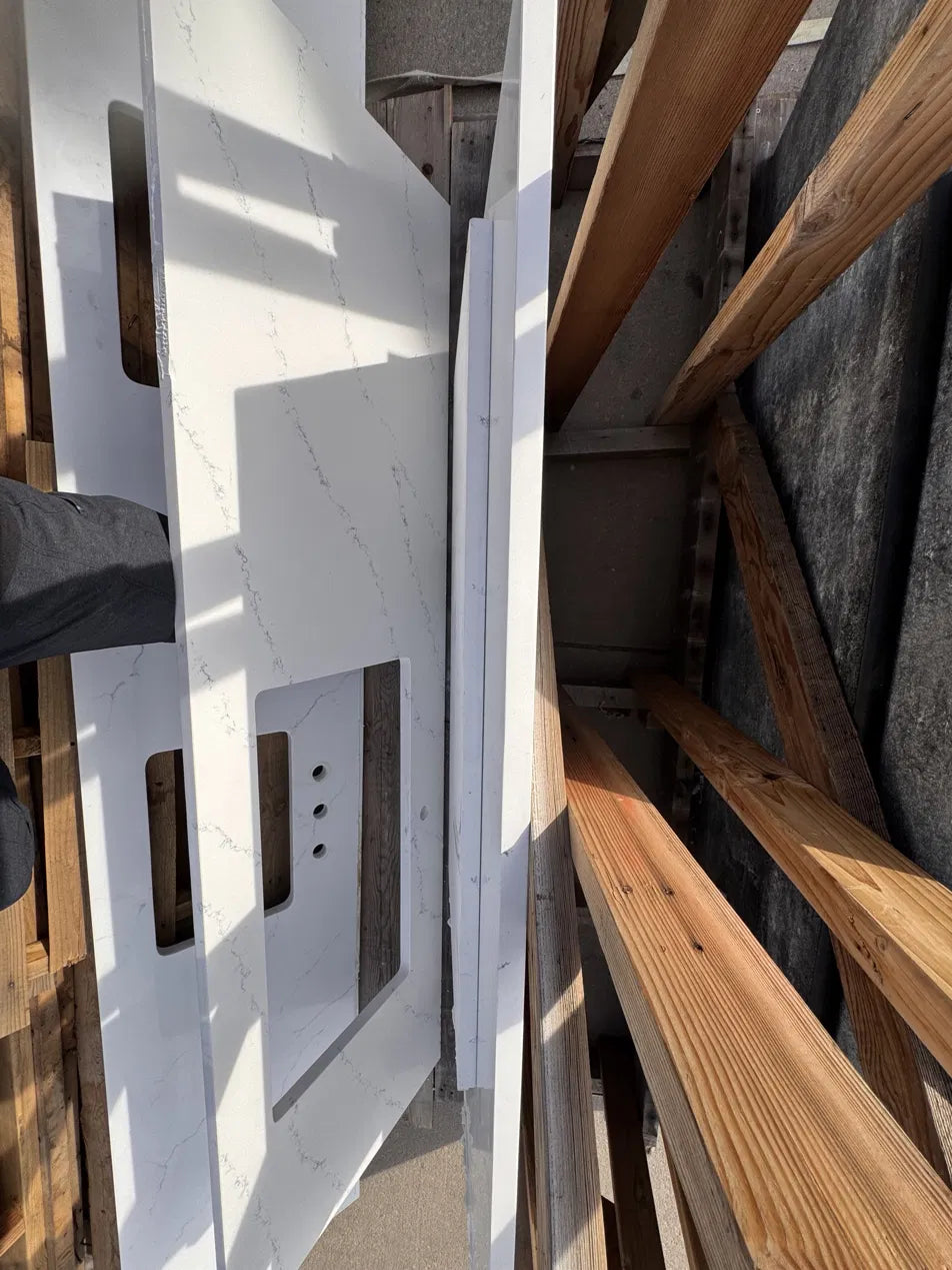 White Quartz Countertops, Set of 4 Engineered Stone Tops