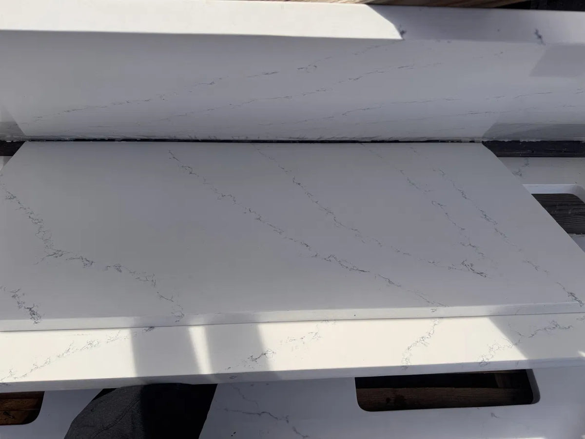 White Quartz Countertops, Set of 4 Engineered Stone Tops