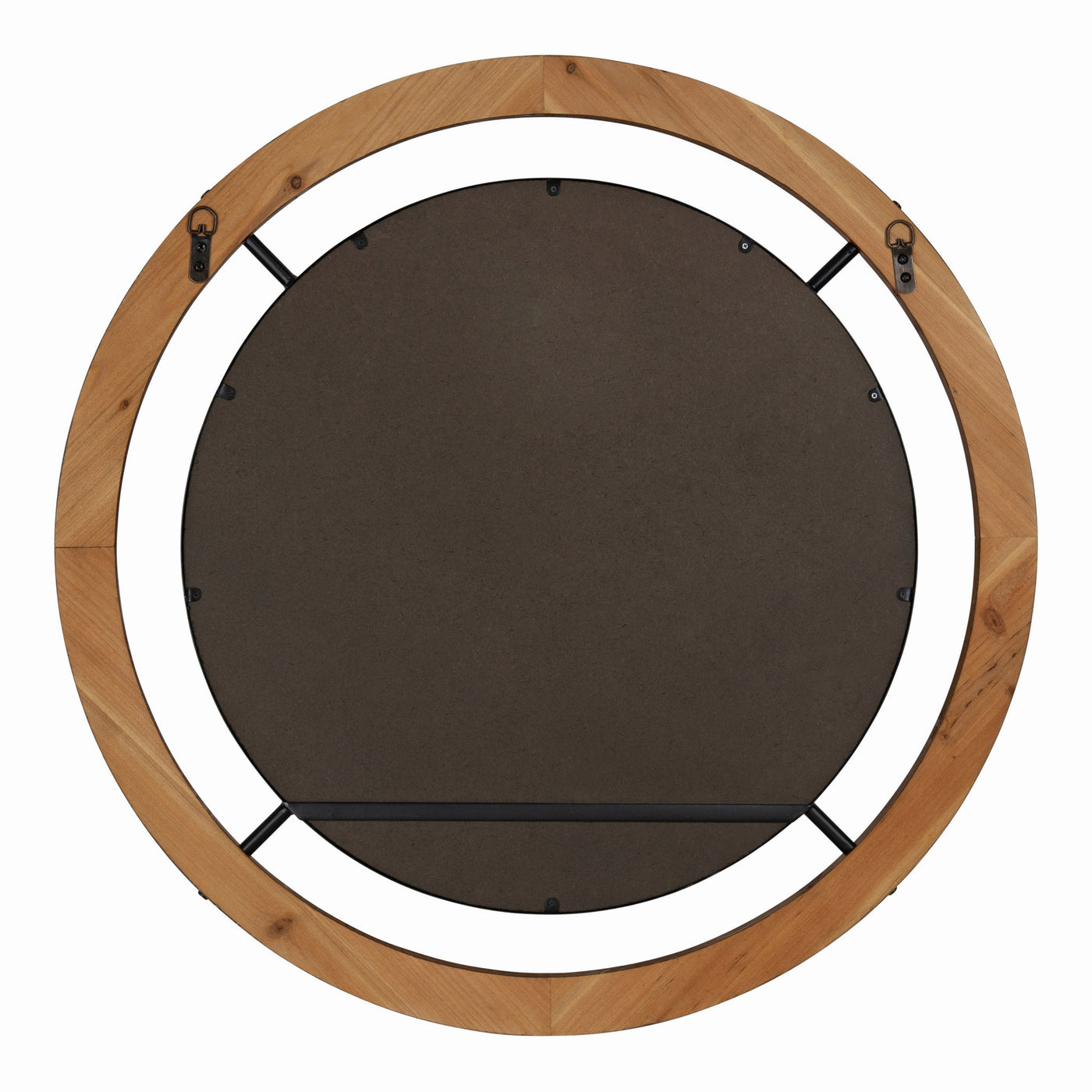 Round Wood and Metal Wall Mirror [#V130.05]